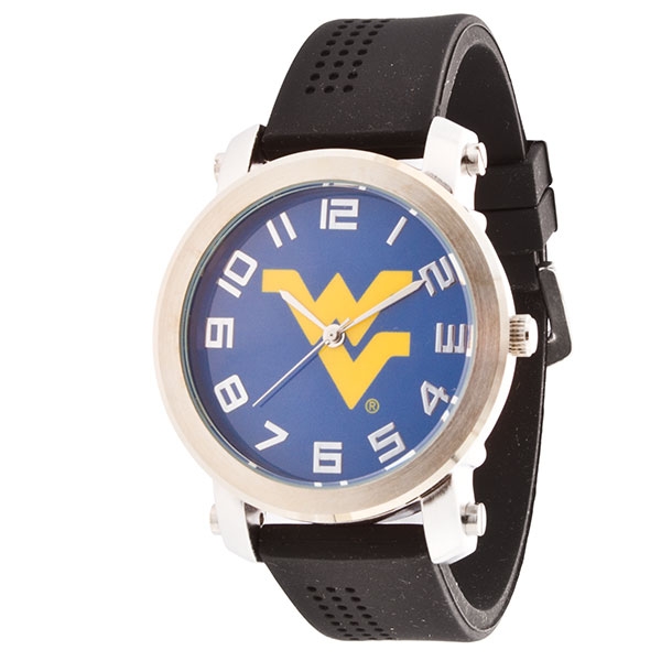 Wholesale black silicone band watch inch brushed silver toned casing licensed We