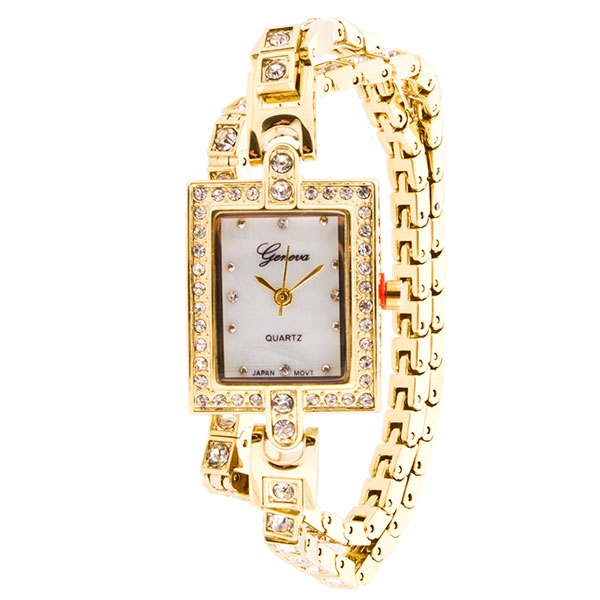 Wholesale gold metal band watch covered rhinestones