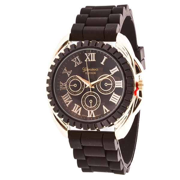 Wholesale black silicone watch gold detail inch round surrounding frame Dials ae