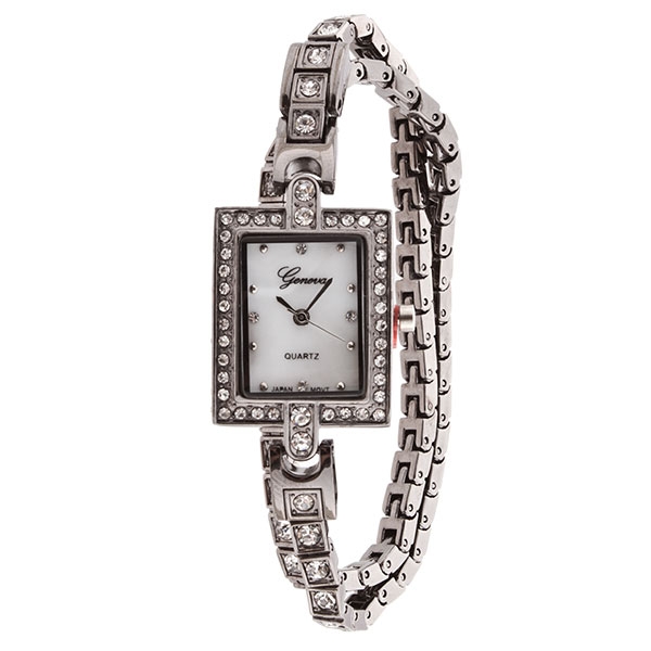 Wholesale silver metal band watch covered crystal rhinestones