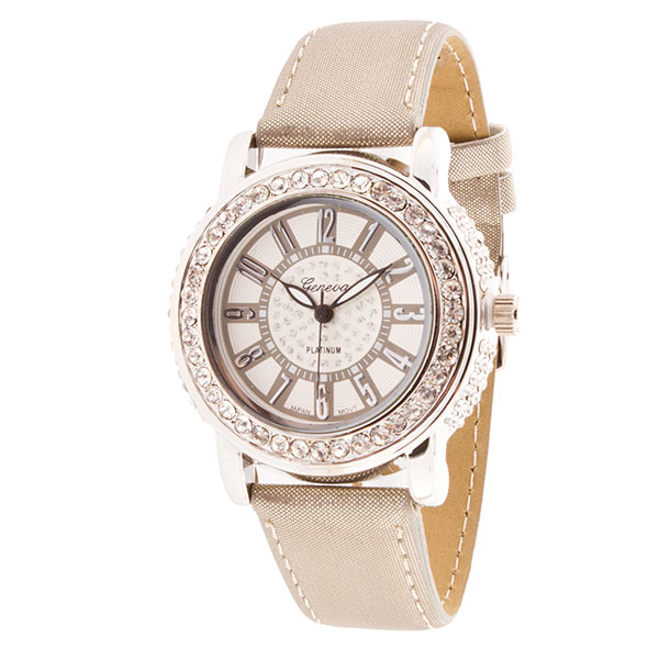 Wholesale linen band watch crystal rhinestones surrounding
