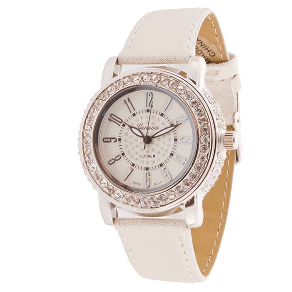 Wholesale linen band watch crystal rhinestones surrounding