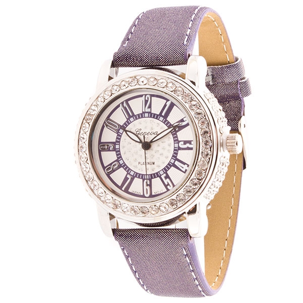 Wholesale linen band watch crystal rhinestones surrounding