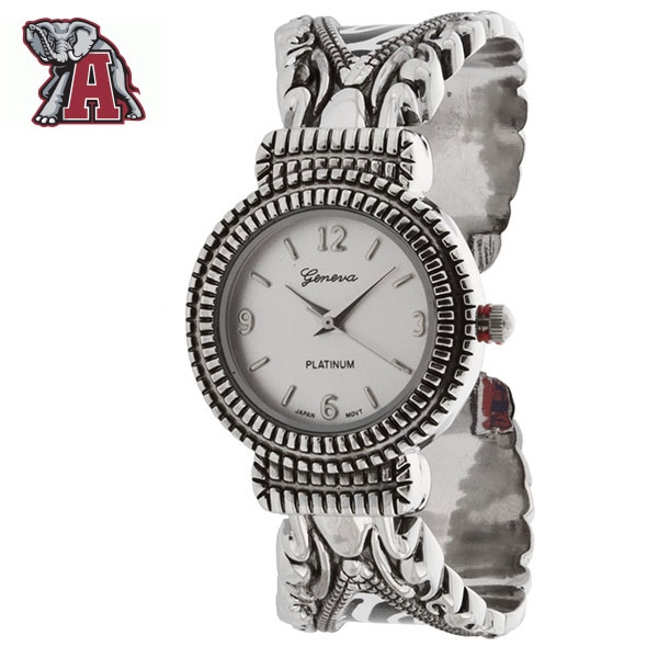 Wholesale alabama collegiate fashion watch silver finish school color accents