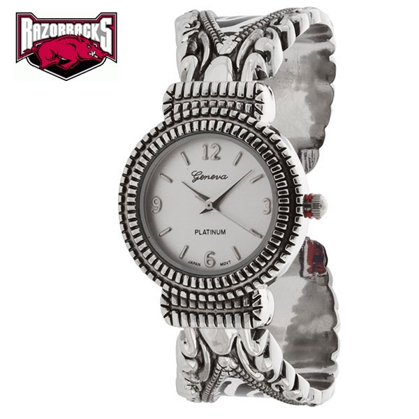 Wholesale arkansas Razorback collegiate fashion watch silver finish school color