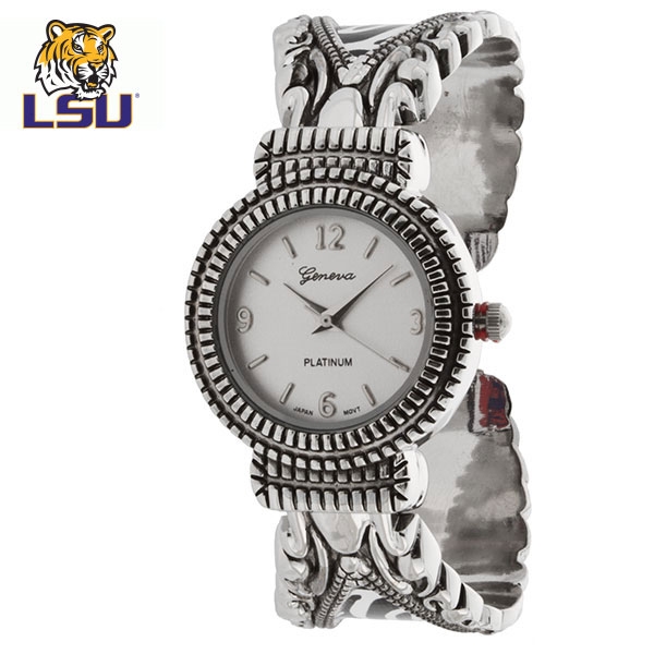 Wholesale lSU collegiate fashion watch silver finish school color accents