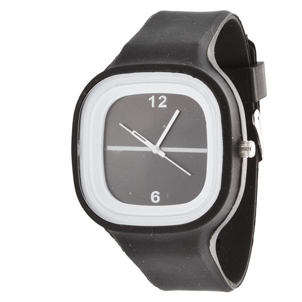 Wholesale black solid band silicon watch square