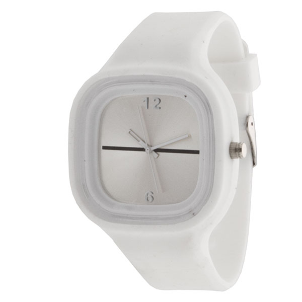 Wholesale white solid band silicon watch square