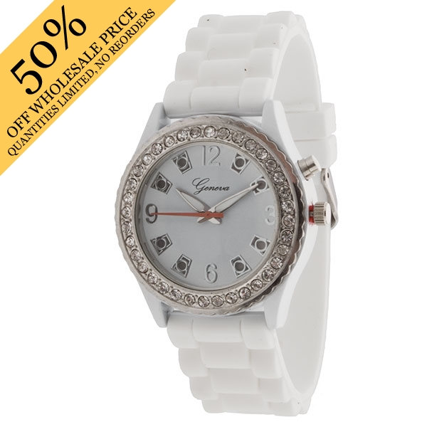 Wholesale white silicon watch band white multiple color strobe light behind numb