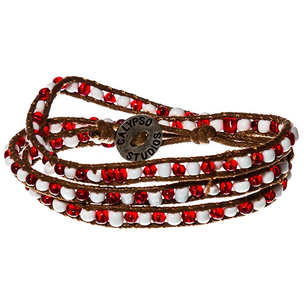 Show your team spirit with this all natural 20"L Dark Red and White