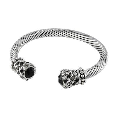 Wholesale designer Inspired Fashion Cable Bracelet Polished Silver Black Jet Bla