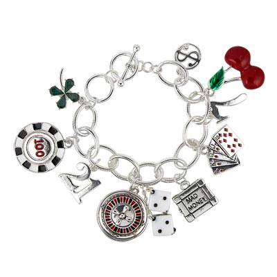 Wholesale fashion Bracelet Polished Silver Diamond Cut Oval Links Dollar Sign Ch