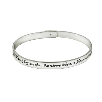 Wholesale polished Silver John Bangle Bracelet God so loved world He gave His on