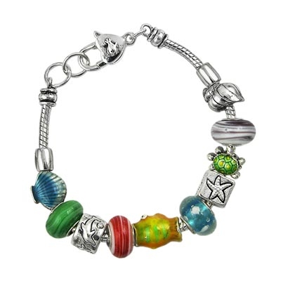 Wholesale designer Inspired Sea Life Fashion Slide Bracelet Polished Silver Shel