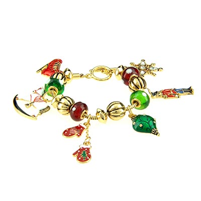 Wholesale skates Mittens Toy Horse Soldiers Top Dangles Christmas Bracelet Gold