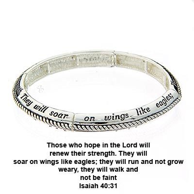 Wholesale polished Silver Inspirational Bracelet Isaiah Inscription Both Sides I