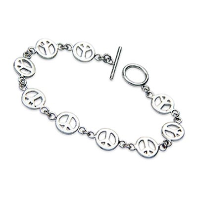Wholesale sterling Silver Peace Sign Bracelet Toggle Connection Bracelet Approx
