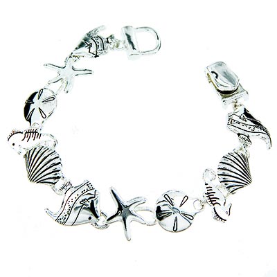 Wholesale polished Silver Beach Charm Bracelet Magnetic Clasp Lead Safe Bracelet