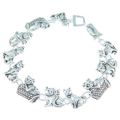 Wholesale polished silver cat charm bracelet Magnetic Clasp Lead Safe Bracelet A