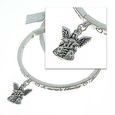 Wholesale polished Silver Inspirational Bracelet Nurses Matching Bookmark Angel