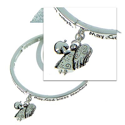 Wholesale polished Silver Inspirational Bracelet Teachers Matching Bookmark Ange