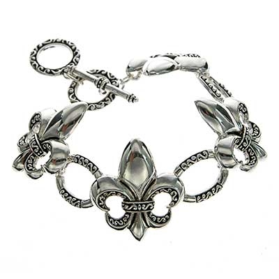 Wholesale fleur De Lis Designs Polished Silver Bracelet Toggle Connector Lead Co