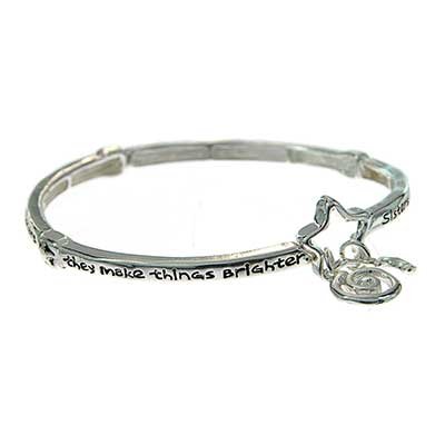 Wholesale inspirational Charm Bracelet Polished Silver Stretch Band Bracelet Ins