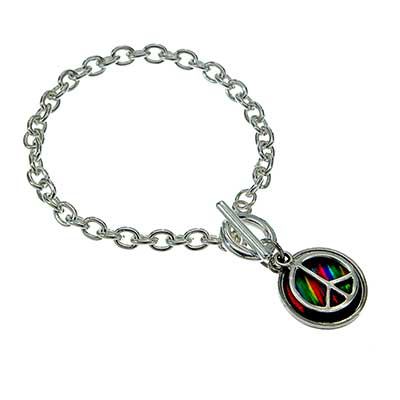 Wholesale polished Silver Bracelet Multi colored Toggle Connection Matches Neckl