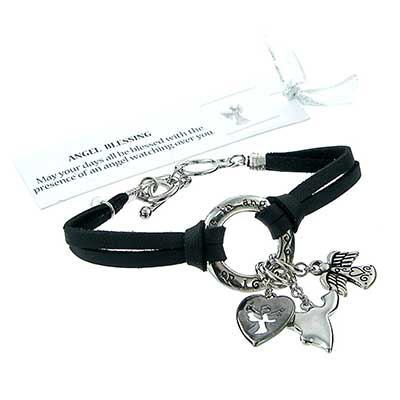 Wholesale silver Charm Bracelet Toggle Connector Inscription Reads Believe Angel