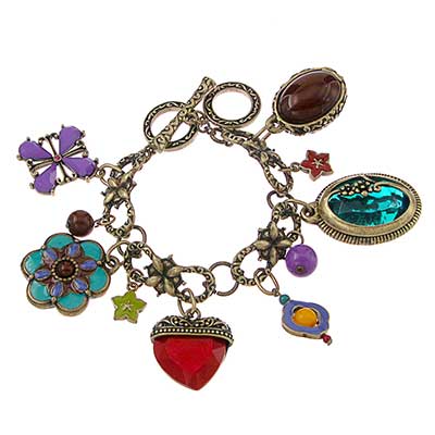 Wholesale matte Gold Bronze Bracelet Hearts Flowers Stars Other Charms Lead Comp
