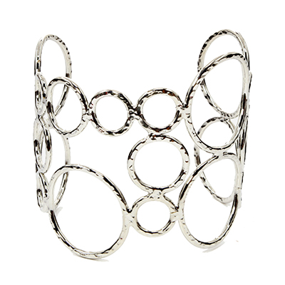Wholesale textured Metal Connected Ovals Bangle Bracelet Silver Bracelet Approx