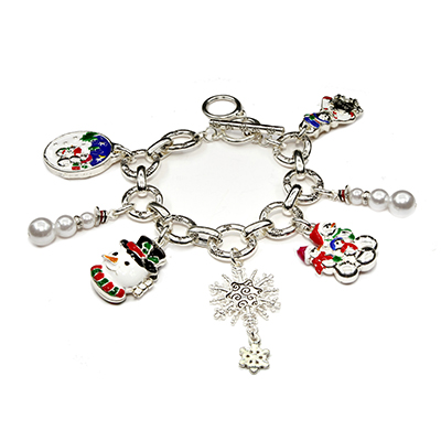 Wholesale christmas Charm Bracelet Snowmen Snowflakes Other Colored Charms Polis