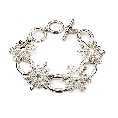 Wholesale filigree Snowflake Bracelet Polished Silver Toggle Connector Lead Comp