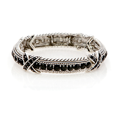 Wholesale classic Polished Silver Bracelet Jet Stone Insets Lead Compliant Brace