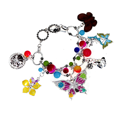 Wholesale floral Butterfly Dangles Multi colored Lacquered Finish Beads Polished