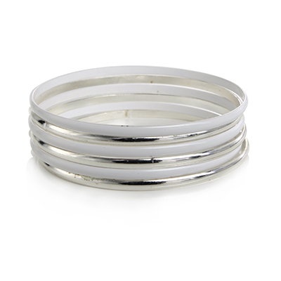 Wholesale white Lacquered Bands Polished Silver Bracelet