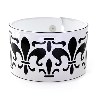 Wholesale black Fleur De Lis Designs Flexible White Acrylic Bracelet Polished Si