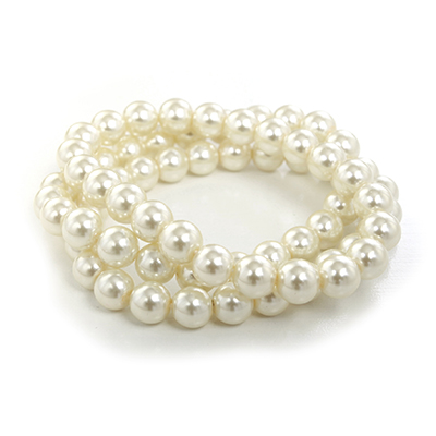 Wholesale beige Glass Pearl Strands Stretch Band Bracelet Bracelet Approx W