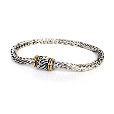 Wholesale serpentine Chain Bracelet Polished Silver Gold Trim Magnetic Clasp Lea