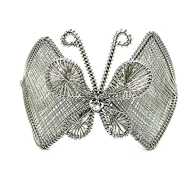Wholesale fine Silver Wire Wrapped Matching Wire Frame Bracelet Butterfly CZ Cen