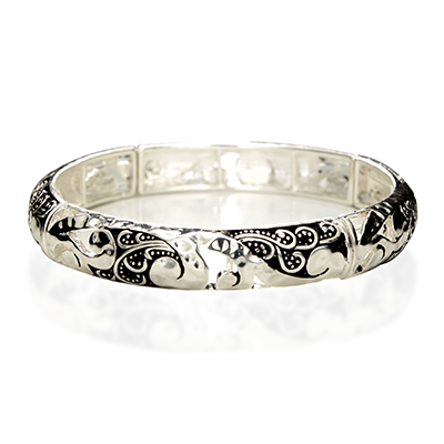 Wholesale vine Filigree Designs Polished Silver Stretch Band Bracelet Bracelet A