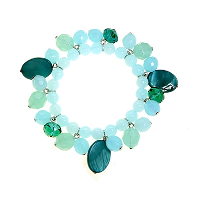 Wholesale teal Teal Blue Aqua Glass Beads Designs Stretch Band Bracelet Lead Com