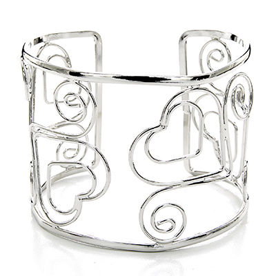 Wholesale polished Silver Metal Adjustable Band Bracelet Lead Compliant Bracelet