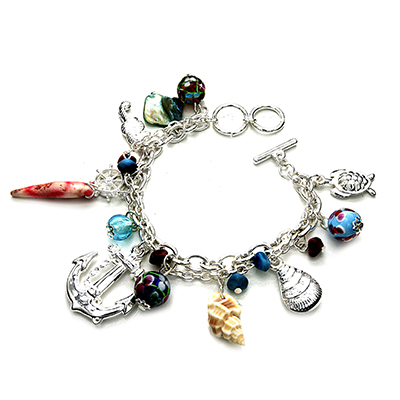 Wholesale beach Sea Life Charm Bracelet Shells Anchors other Sea Life Designs Le