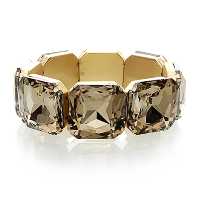 Wholesale clear Faceted Insets Polished Gold Stretch Band Bracelet Nickel Lead F