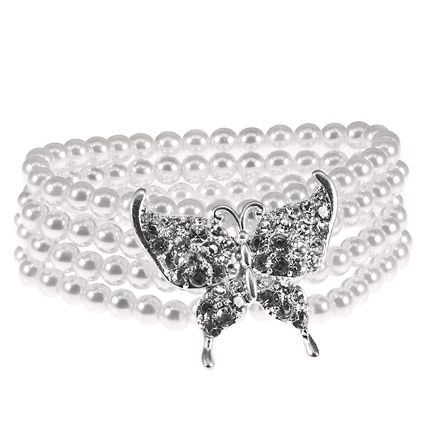 Wholesale pearl bead bracelet crystal rhinestone butterfly Judson Company s whol