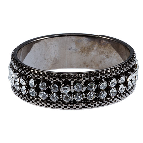 Wholesale gun metal bracelet two rows crystal rhinestones Judson s wholesale fas