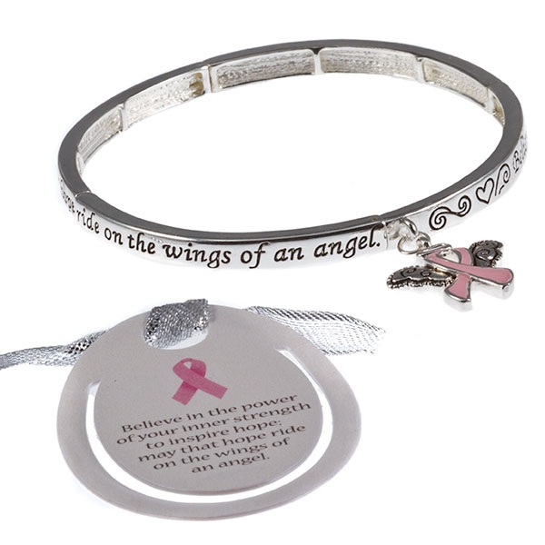 Wholesale silver hinge bracelet inscription Believe power inner strength inspire