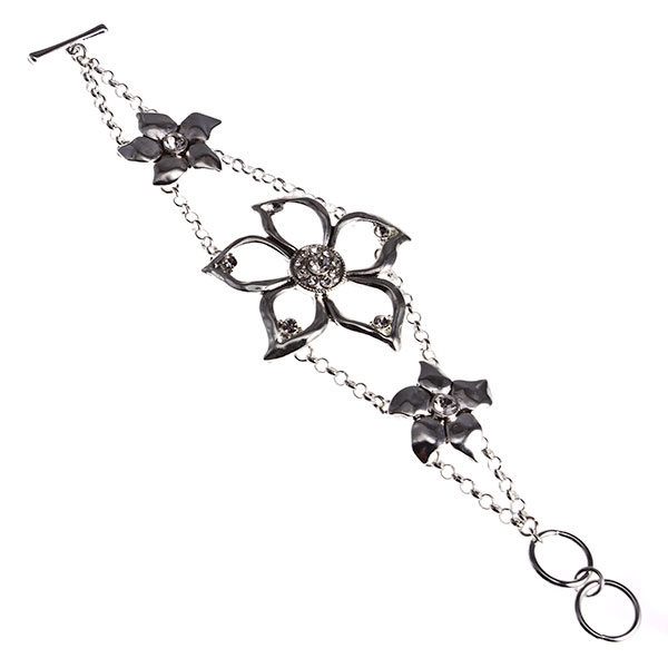 Wholesale inch silver bracelet floral centered crystal rhinestones Judson s who