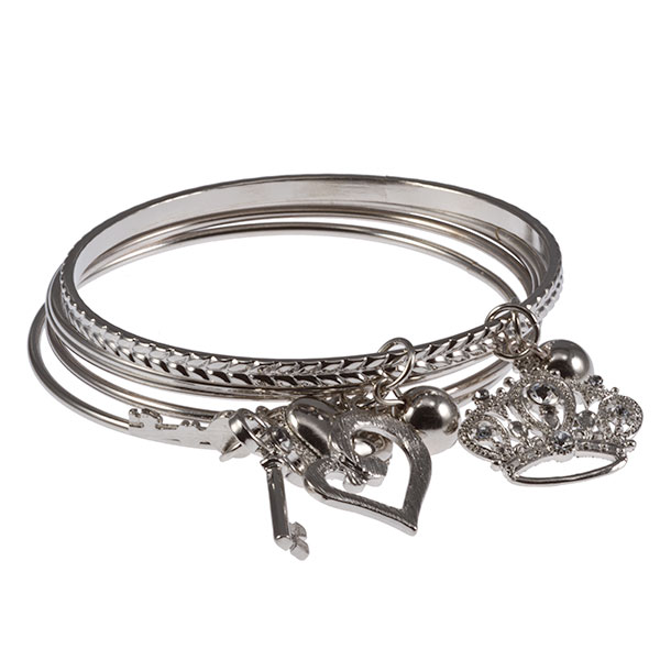 Wholesale silver bangles dangling charms keys hearts Judson s wholesale fashion